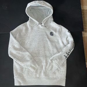Carhartt Light Heather Gray Pullover Hoodie with Sleeve Logo